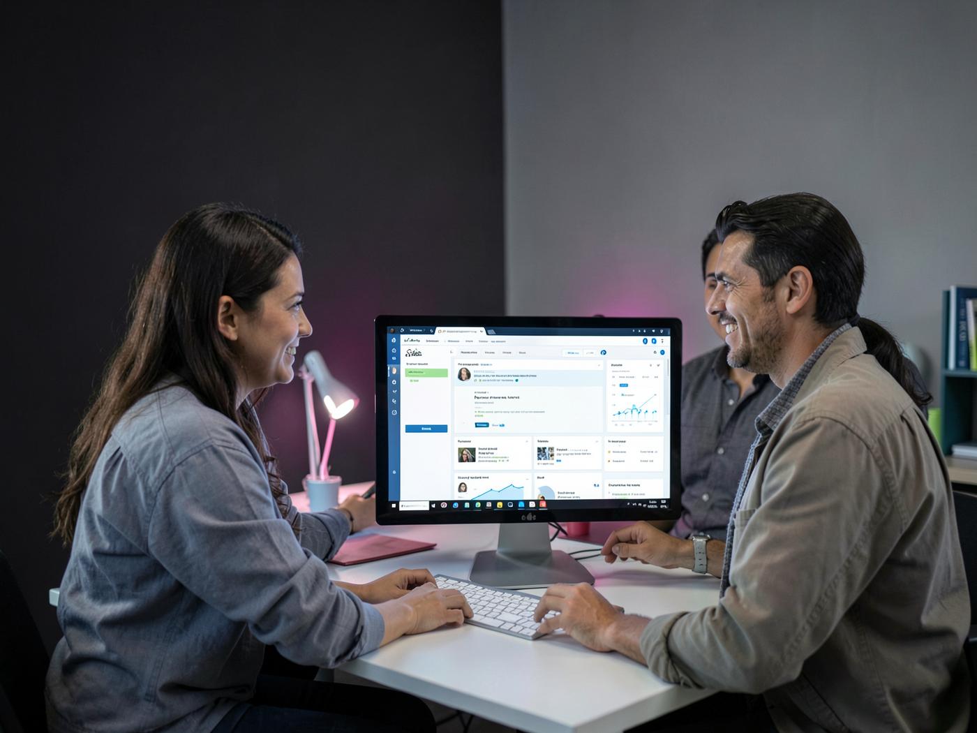 Especialistas da Agência Haro analisando estratégia e resultados de marketing digital